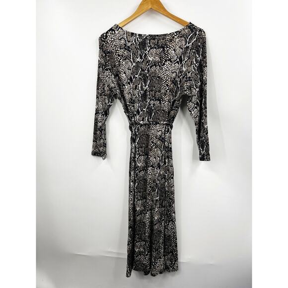 Talbots Women's Faux Wrap Dress V Neck Belt‎ Python Snakeskin Size Medium - Picture 5 of 6